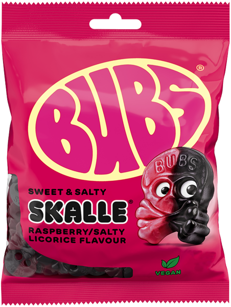 Bubs Rasberry Salty Liquorice Skalle 12x155g