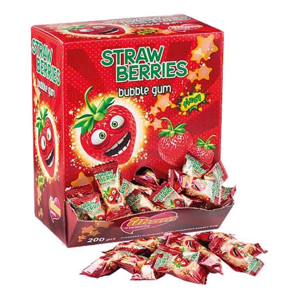 Fini Sour Bubble Gum Strawberries 200kpl