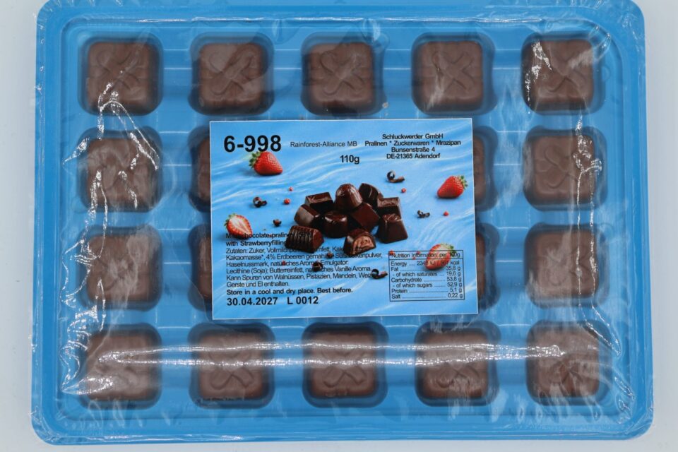 Maitosuklaakonvehdit mansikkatäytteellä 30x110g