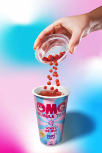 OMG Bubble Tea Lovely Lollipop, grape flavour bubbles 10x265ml 2